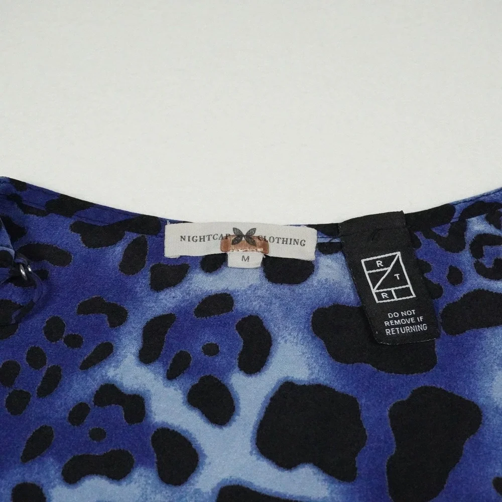 Nightcap Blue Leopard Silk Maxi Slip Dress Sleeveless Animal Print 90s Indie M - Picture 6 of 10